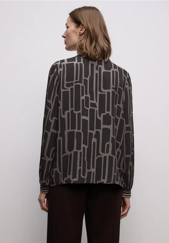 Gemusterte Tunika mit Tape darkest brown