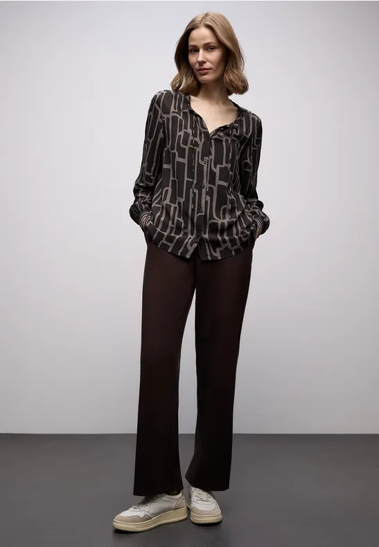 Gemusterte Tunika mit Tape darkest brown