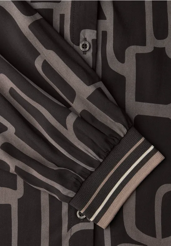 Gemusterte Tunika mit Tape darkest brown