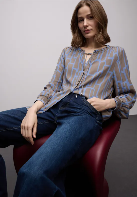 Gemusterte Tunika mit Tape frosted blue