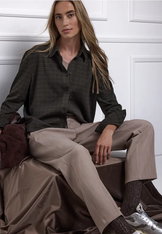 Karierte Jacquard Hemdbluse Black