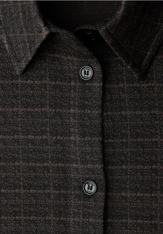 Karierte Jacquard Hemdbluse Black