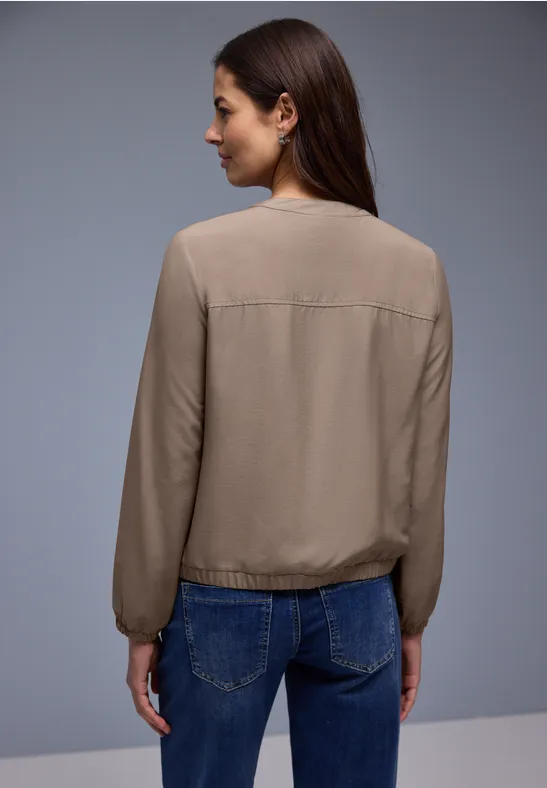 Overhemd blouse met zakken light terra mocha