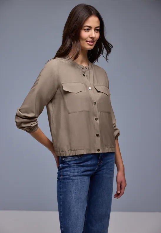 Overhemd blouse met zakken light terra mocha