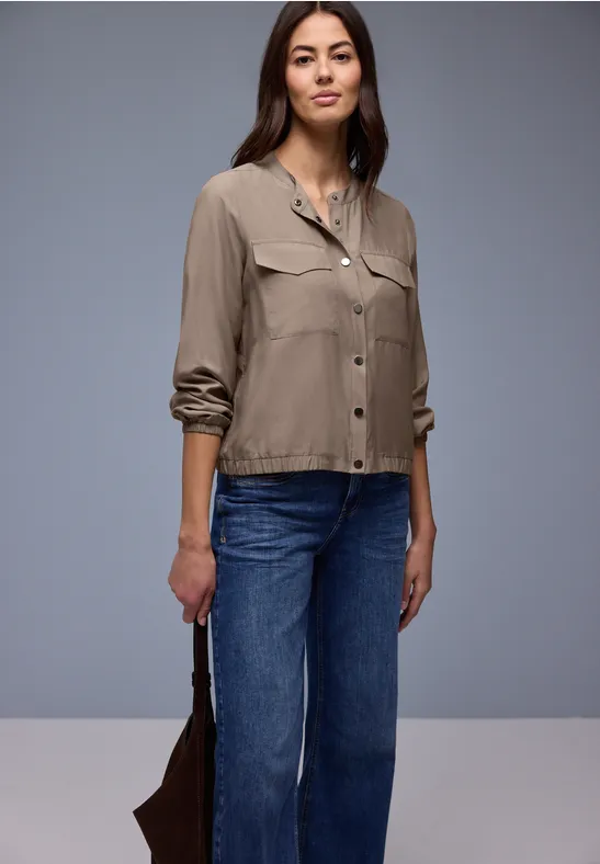 Overhemd blouse met zakken light terra mocha