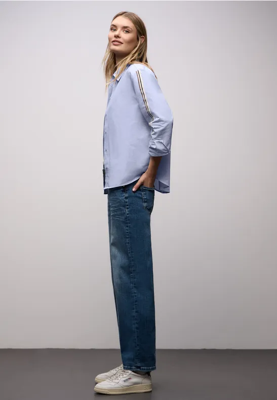 Hemdbluse mit Tapedetails original blue