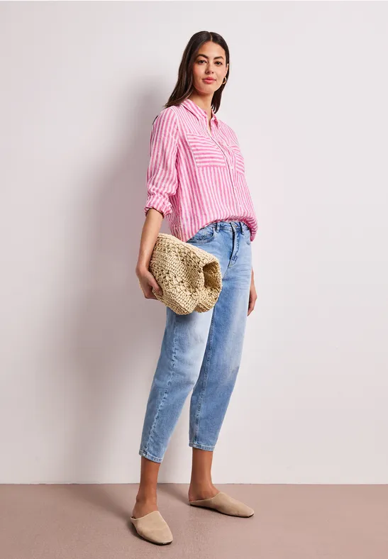 Chemise à manches longues en lin magenta dream