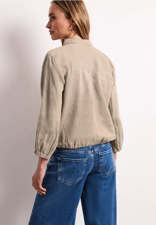 Linnen blouse met 3/4 mouwen timeless beige