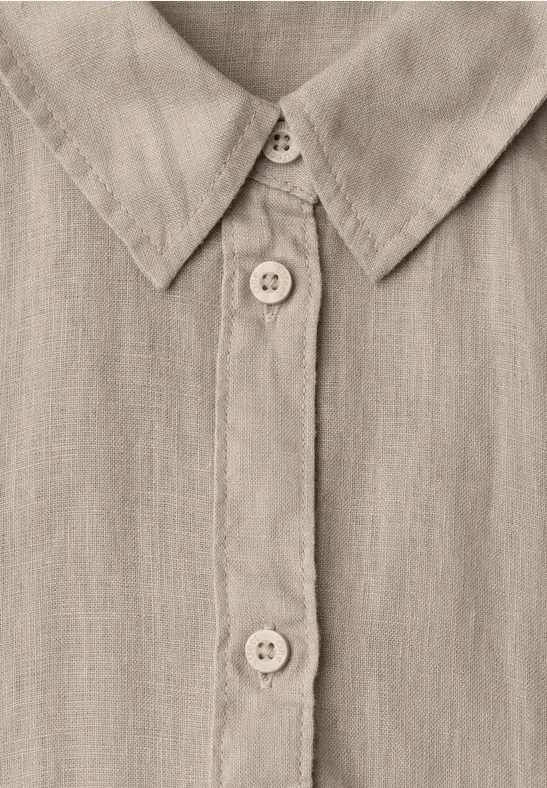 Linnen blouse met 3/4 mouwen timeless beige