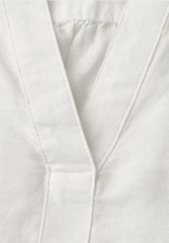 Blouse met gespleten hals van linnenmix off white