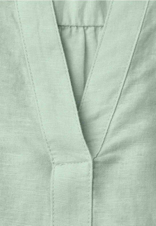 Bluse mit Split Neck aus Leinenmix soft jade green