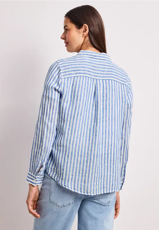 Linnen overhemd met lange mouwen drift blue