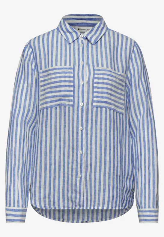 Linnen overhemd met lange mouwen drift blue