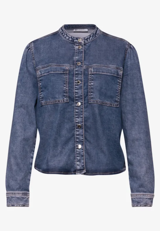 Blouse avec poches sur la poitrine Medium Blue Soft washed