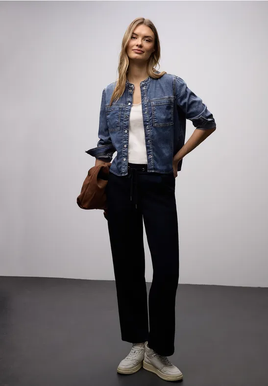 Blouse avec poches sur la poitrine Medium Blue Soft washed