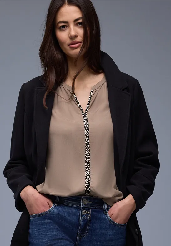 Tunika mit Tape-Details light terra mocha