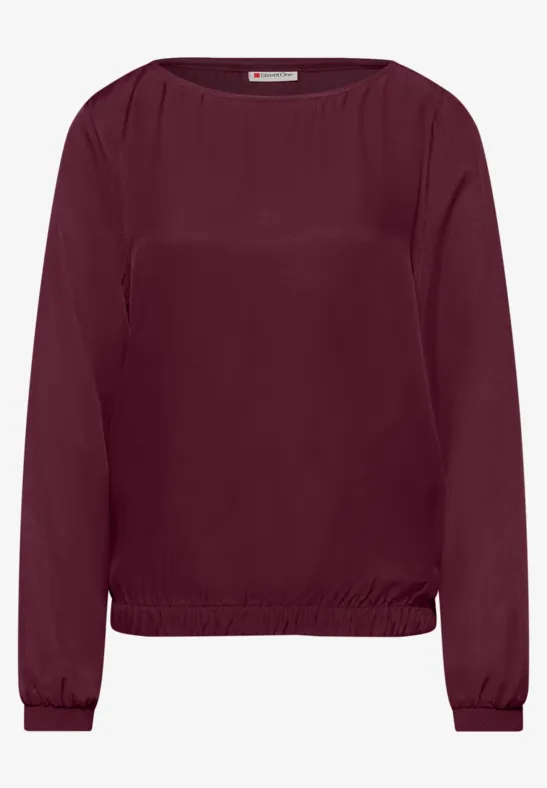 Bluse mit Elastiksaum truffle red