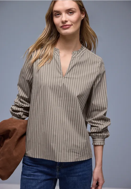 Blouse met ruches light terra mocha