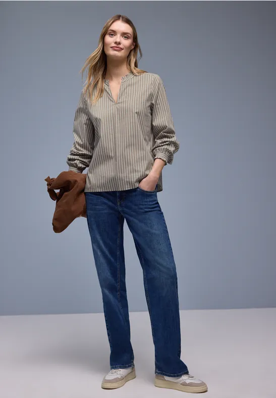 Blouse met ruches light terra mocha