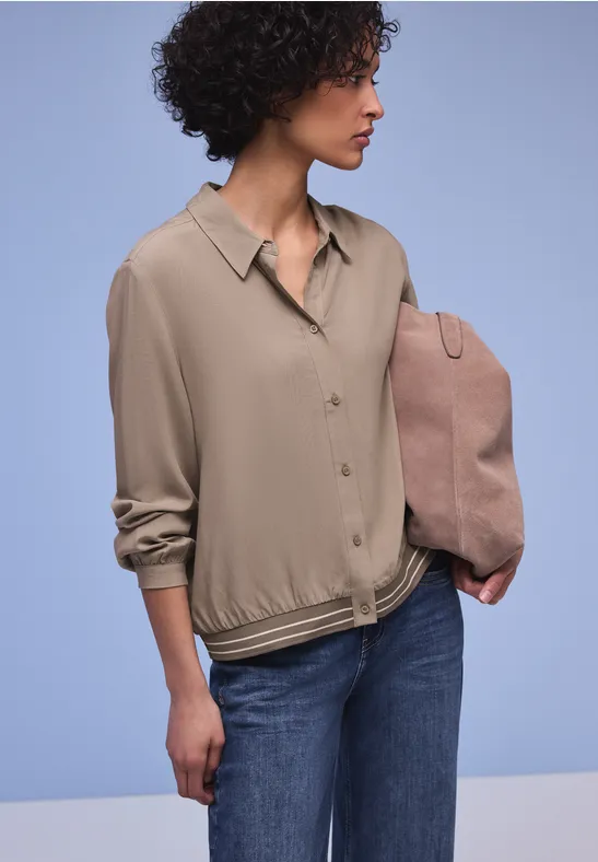 Hemdbluse mit Collegedetails light terra mocha
