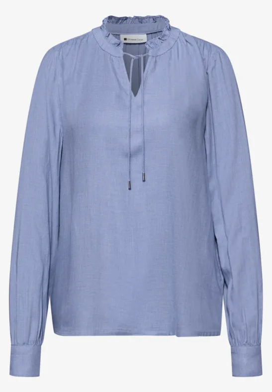 Bluse mit Rüschendetail bonnet blue mel.