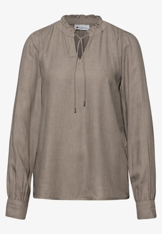 Bluse mit Rüschendetail light terra mocha mel.