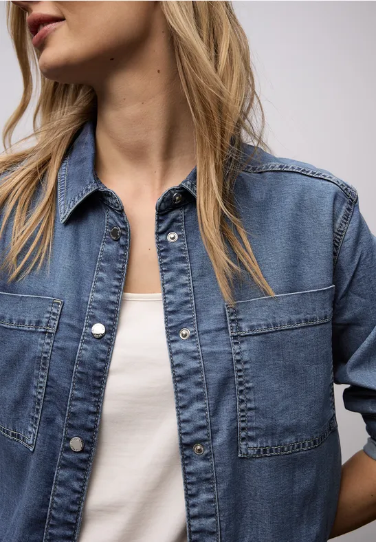 Chemisier en denim Medium Blue Soft washed