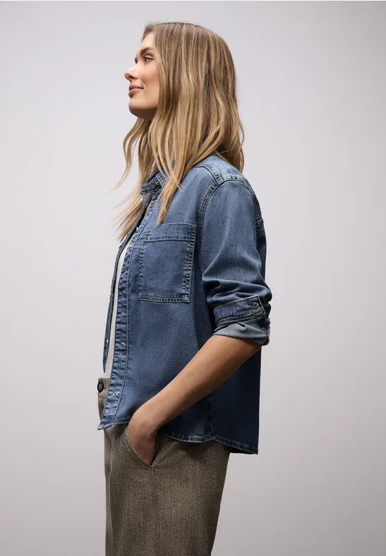 Chemisier en denim Medium Blue Soft washed