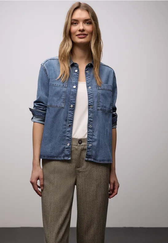 Chemisier en denim Medium Blue Soft washed