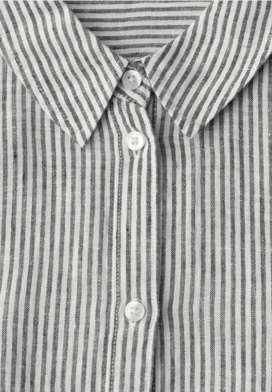 Linnen blouse met 3/4 mouwen en strepen Black