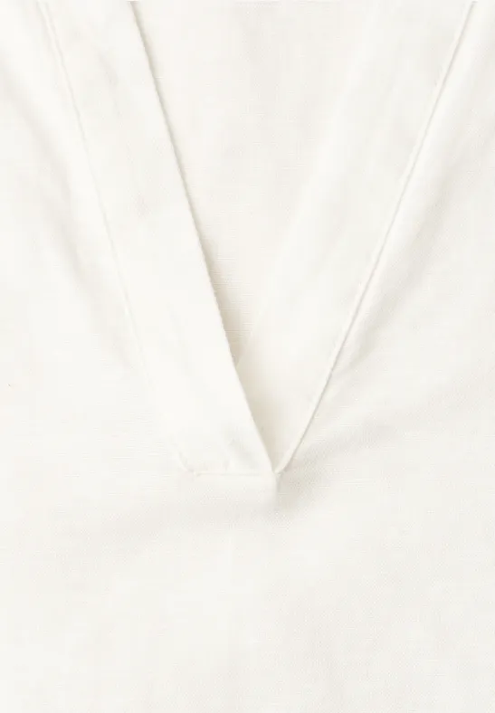 Blouse met gespleten hals van linnenmix off white