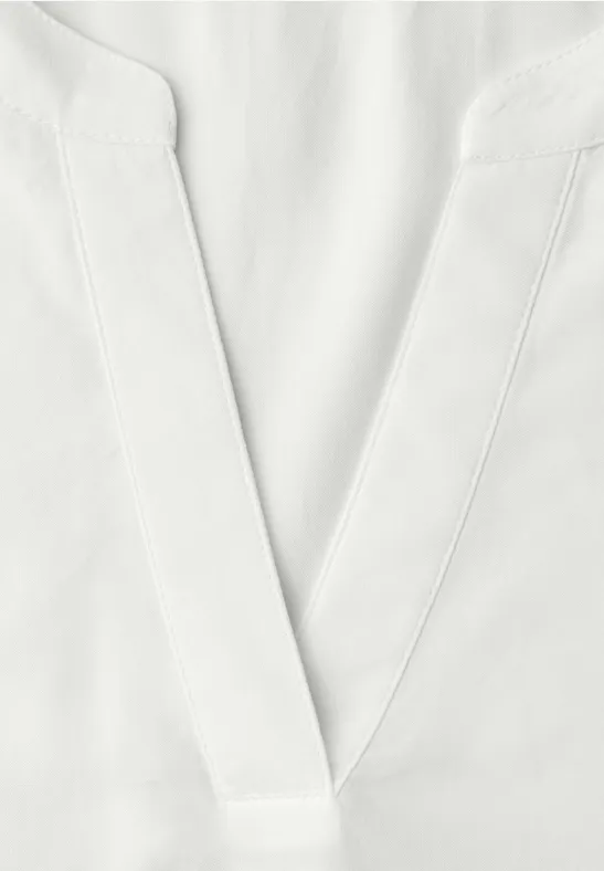 Blouse met korte mouwen en omslag off white