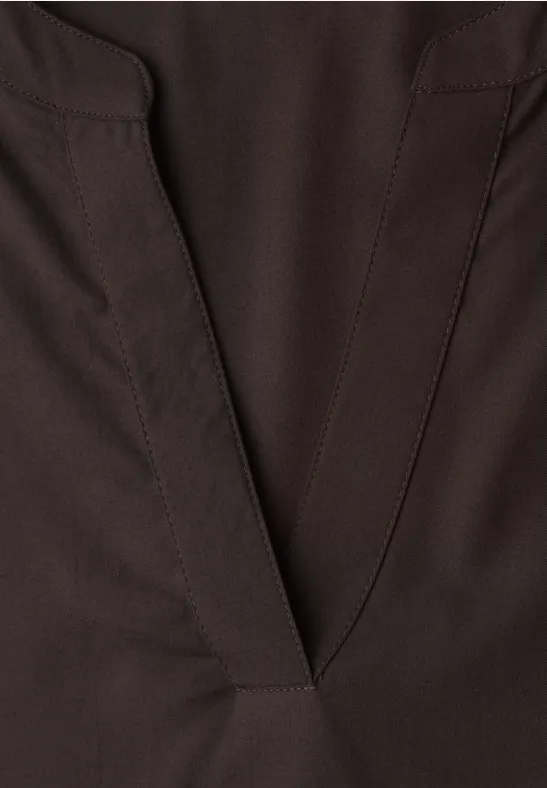 Blouse met korte mouwen en omslag espresso brown