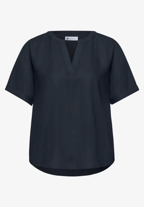 Kurzarm Bluse mit Turn-Up shadowed navy