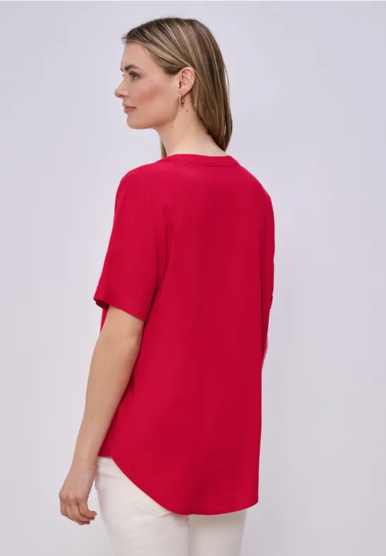 Kurzarm Bluse mit Turn-Up salsa red