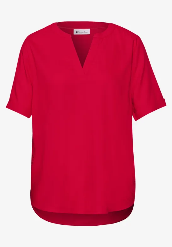 Kurzarm Bluse mit Turn-Up salsa red