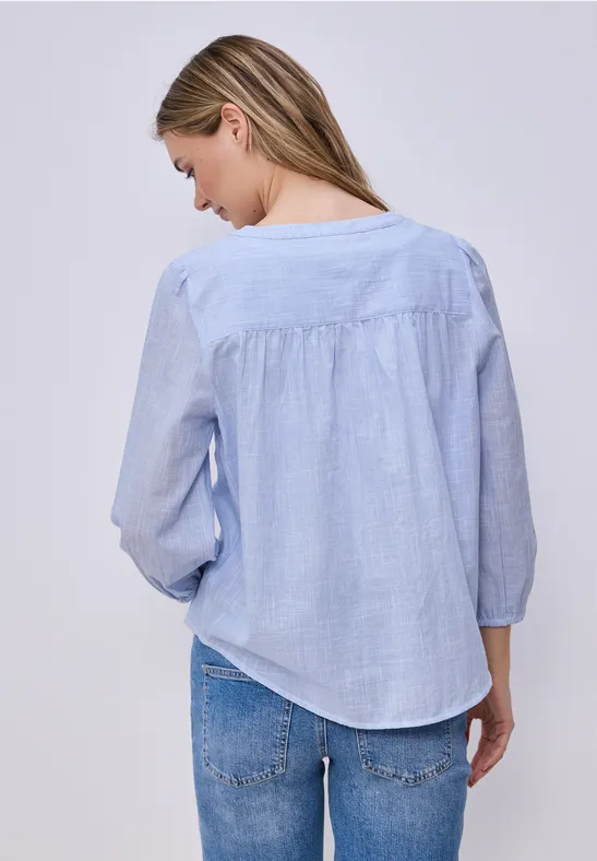 3/4-Arm Bluse in Chambray Qualität original blue