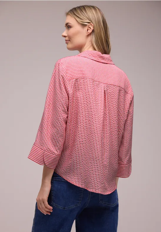 3/4-Arm Bluse in Seersuckerqualität salsa red