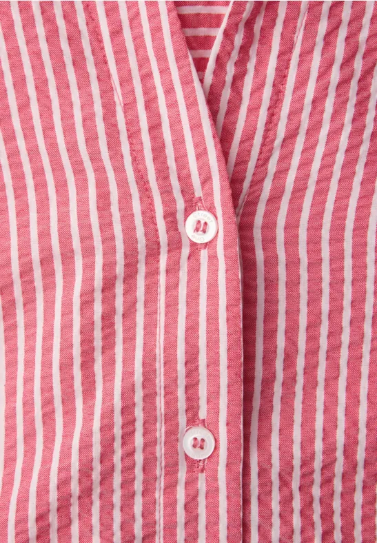3/4-Arm Bluse in Seersuckerqualität salsa red