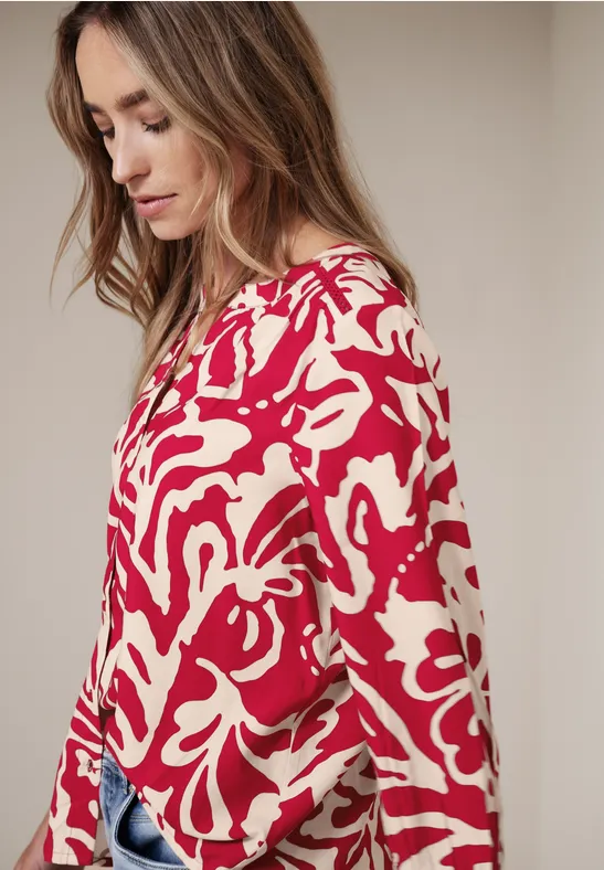 3/4-mouwen blouse met getapete details salsa red