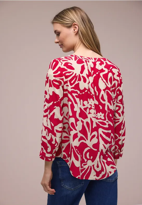 3/4-mouwen blouse met getapete details salsa red