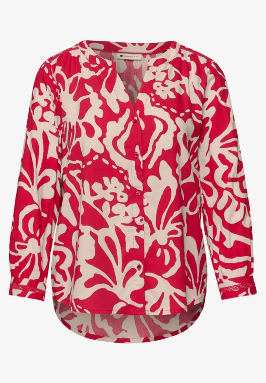 3/4-mouwen blouse met getapete details salsa red