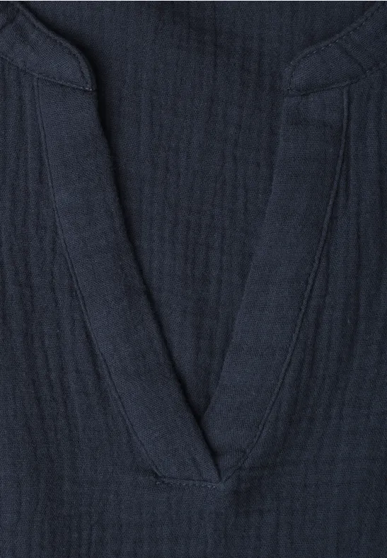 Kurzarm Bluse in Musselinqualität mit Turn-Up shadowed navy