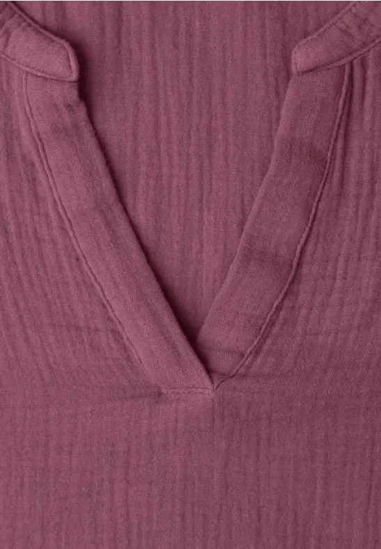 Blouse met korte mouwen in mousseline kwaliteit dark clouded blush