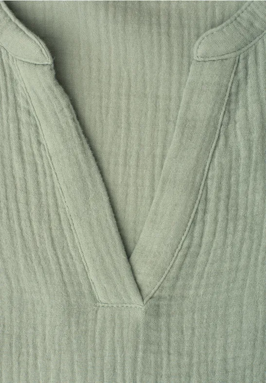 Blouse met korte mouwen in mousseline kwaliteit mint leaf