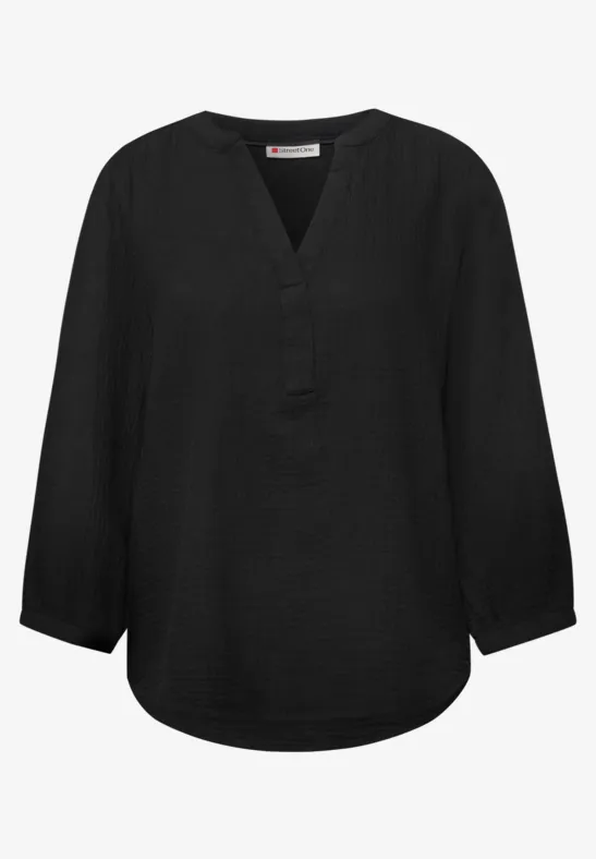 Blouse à manches 3/4 en qualité mousseline Black