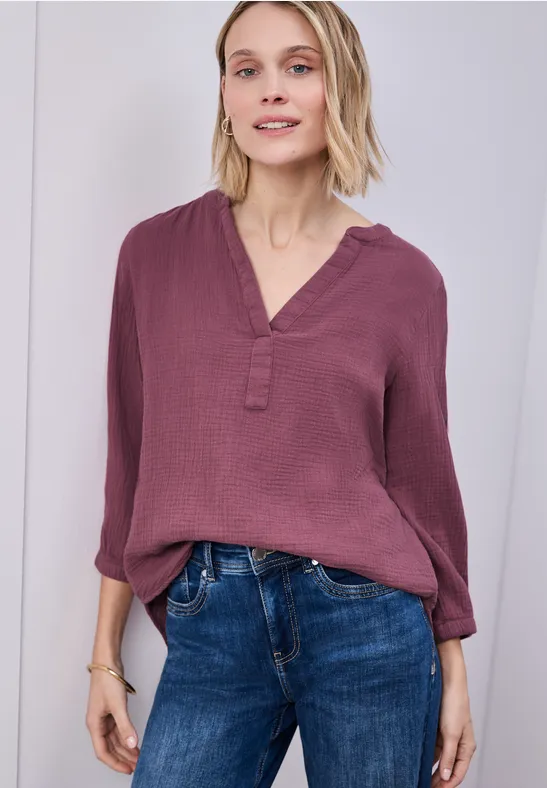3/4-Arm Bluse in Musselinqualität dark clouded blush