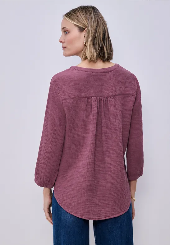 3/4-Arm Bluse in Musselinqualität dark clouded blush