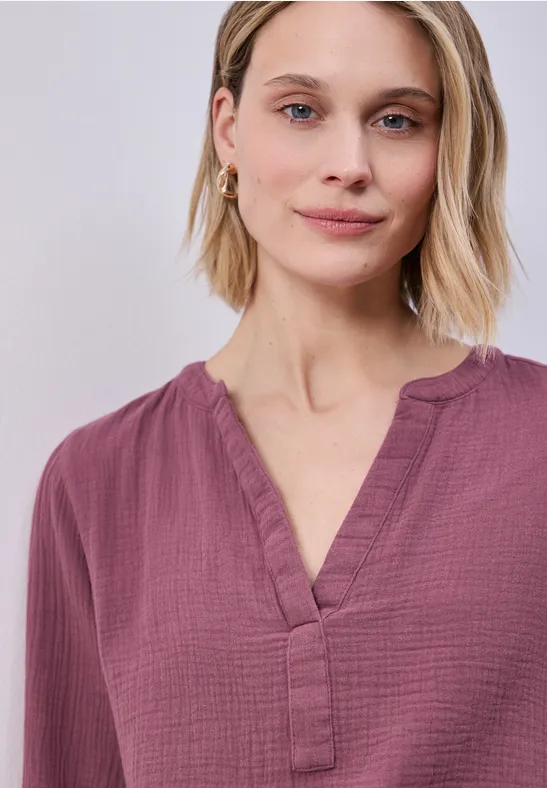 3/4-Arm Bluse in Musselinqualität dark clouded blush