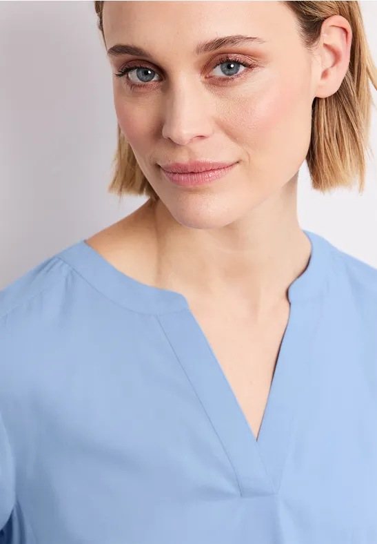 Blouse met gespleten hals en omslag original blue